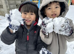 「雪だるまを作ったよ！」の画像