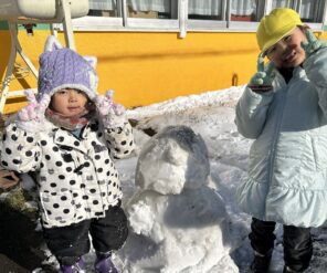 「雪だるまを作ったよ！」の画像